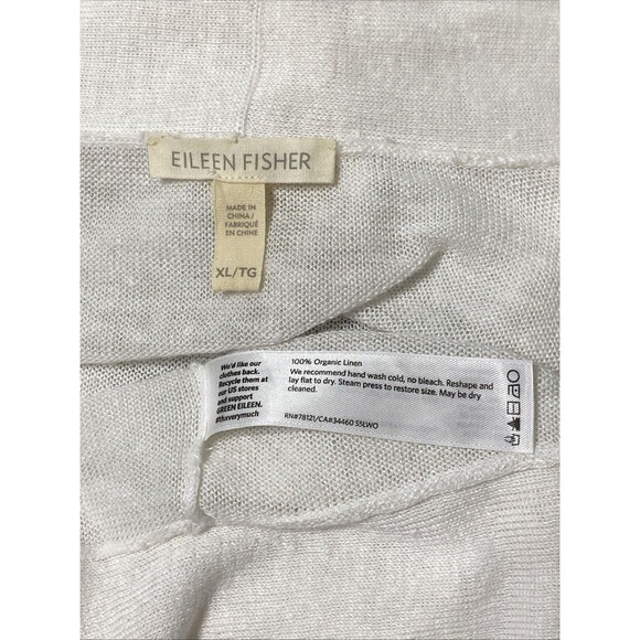 Eileen Fisher Cardigan Sweater Women's XL Cream Ivory 100% Linen Open Front - Picture 11 of 11